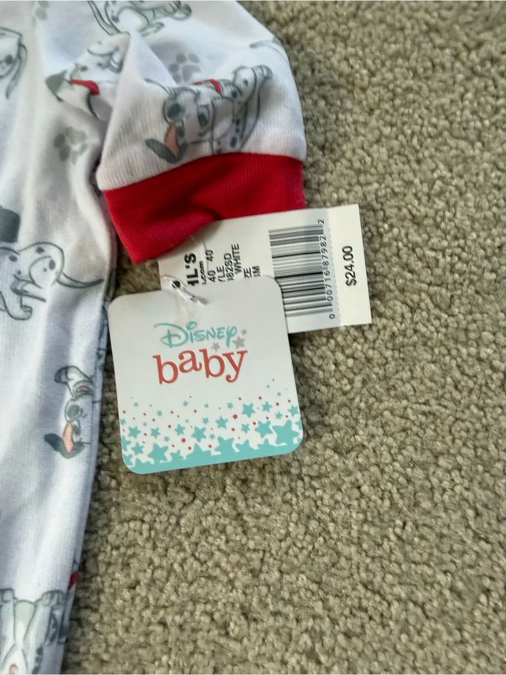 Disney's 101 Dalmatians Baby Ultra Soft Sleep & Play One-Piece Pajamas 0-3 month